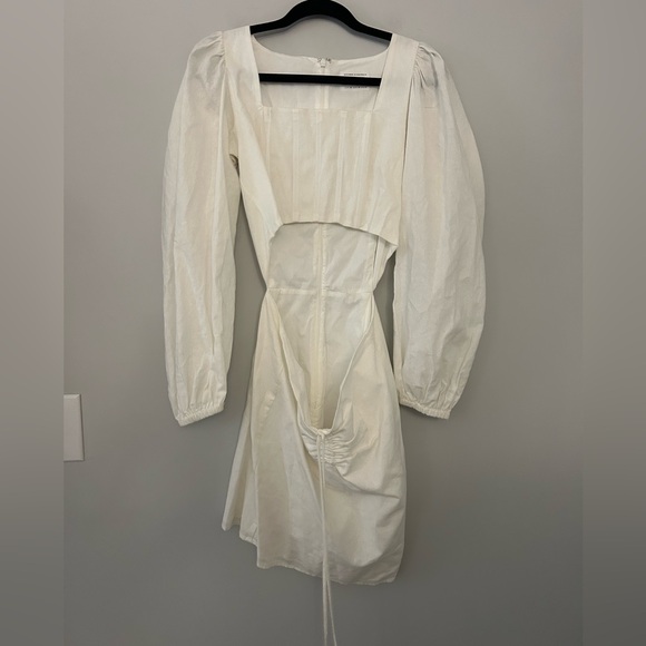 SABO Skirt Ilana White Long Sleeve Cut Out Linen Mini Dress - Picture 3 of 8